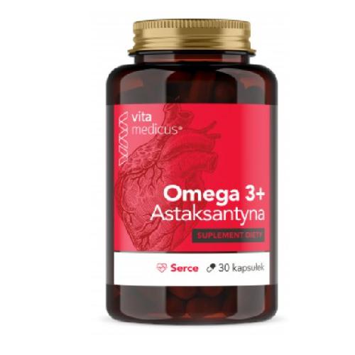 Miniaturka artykułu - Omega 3 + Astaksantyna Serce, 30 kapsułek Vitamedicus 