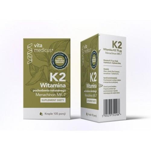 Miniaturka artykułu - VitaMedicus Witamina K2 75mcg krople, 14,7ml