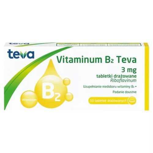 Miniaturka artykułu - Vitaminium B 2 Riboflavinium 3mg - 50 drażetek USZKODZONE TEKTUROWE OPAKOWANIE