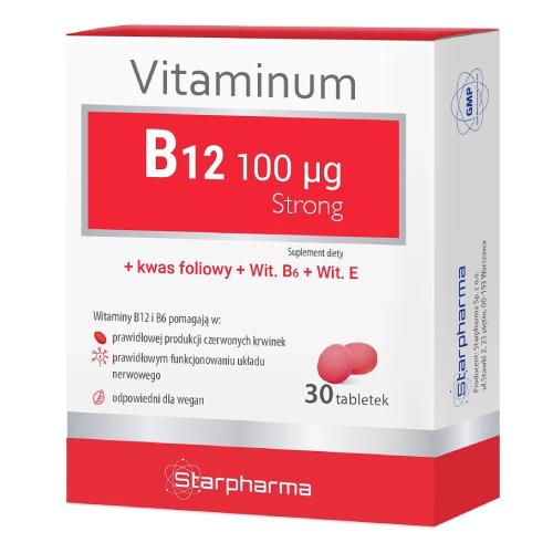 Miniaturka artykułu - Vitaminum B12 100 mcg Strong, 30 tabl.