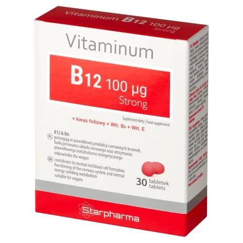 Miniaturka artykułu - Vitaminum B12 100 mcg Strong, 30 tabl.
