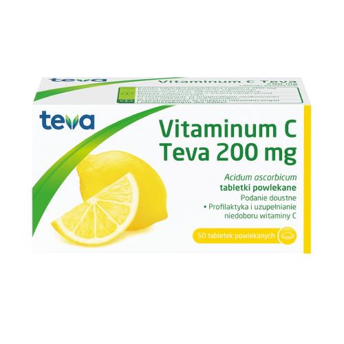 Miniaturka artykułu - Vitaminum C Teva 200 mg, 50 tabletek