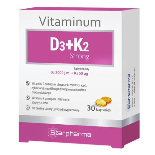 Miniaturka artykułu - Vitaminum D3+K2 Strong, 30 kapsułek