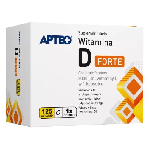 Miniaturka artykułu - APTEO Witamina D Forte, 125 kaps.