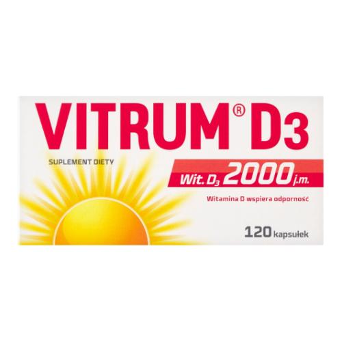 Miniaturka artykułu - Vitrum D3 Witamina D3 2000 j.m., 120 kaps.