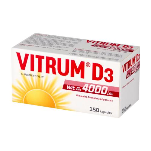 Miniaturka artykułu - Vitrum D3 4000, 150 kaps. - suplement diety z witaminą D3