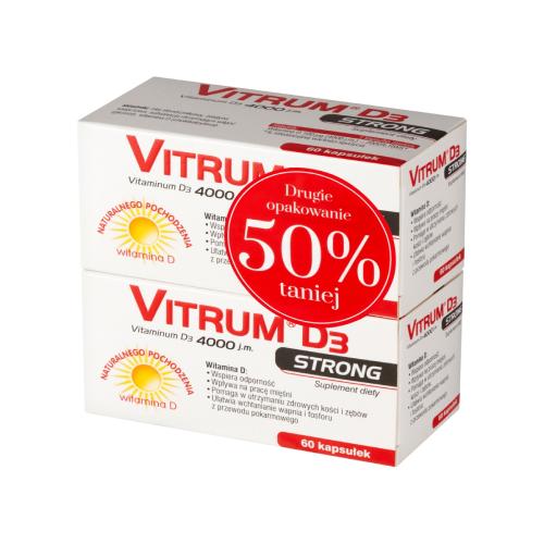 Miniaturka artykułu - Vitrum D3 Strong 4000 duopack, 2x 60kaps.