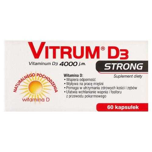 Miniaturka artykułu - Vitrum Strong D3 4000 j.m.60 kaps.