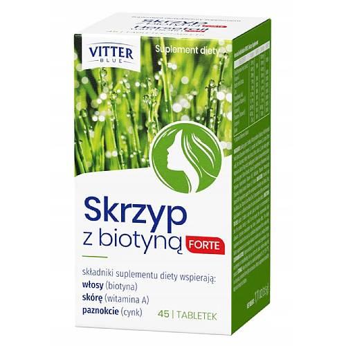 Miniaturka artykułu - Vitter Blue Skrzyp z biotyną Forte, 45 tabl.