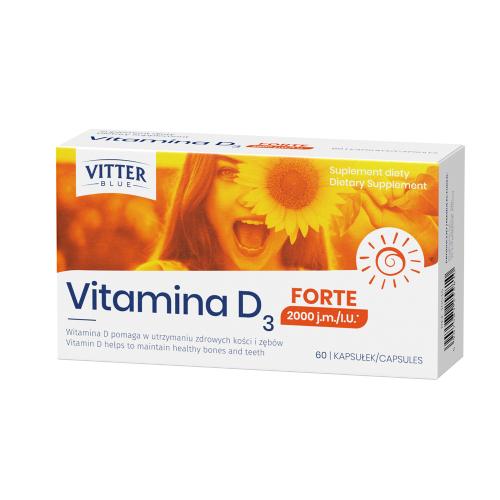Miniaturka artykułu - VITTER BLUE Vitamina D3 Forte 2000j.m., 60kaps.