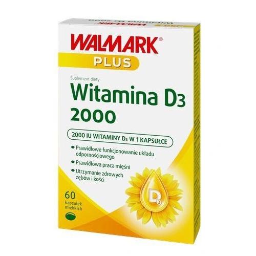 Miniaturka artykułu - WALMARK+ Witamina D3 Forte 2000, 60 kapsułek miękkich