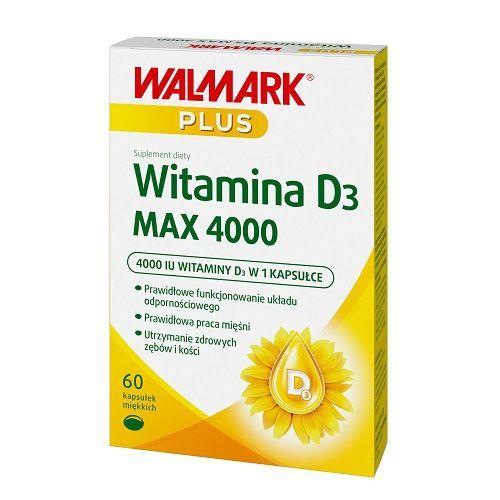 Miniaturka artykułu - WALMARK+ Witamina D3 Max 4000, 60 kapsułek miękkich