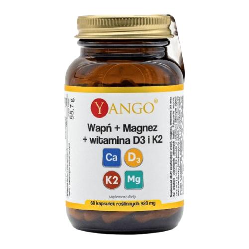 Miniaturka artykułu - Yango Wapń + Magnez + witamina D3 i K2, 60 kaps.