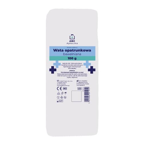 Miniaturka artykułu - Apteczka ABC Wata opatrunkowa bawełniana, 100 g