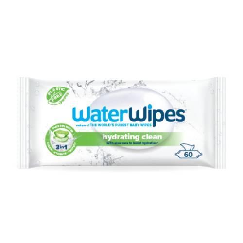 Miniaturka artykułu - WaterWipes Hydrating Clean Chusteczki nawilżane dla dzieci z ekstraktem z aloesu, 60 szt. KR&Oacute;TKA DATA 30.06.2026