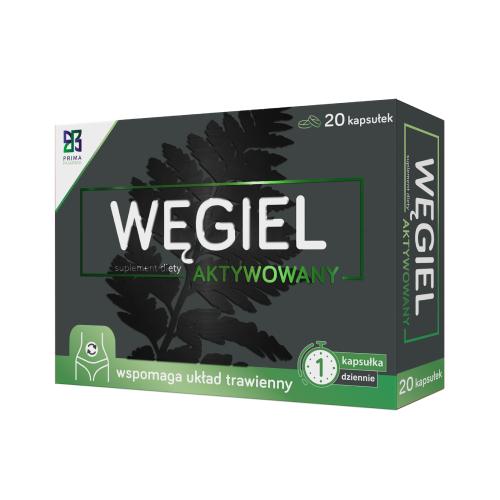 Miniaturka artykułu - Węgiel aktywowany, 20kaps. Prima Pharma