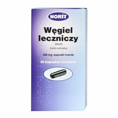 Węgiel leczniczy Norit 200 mg, 30 kapsułek