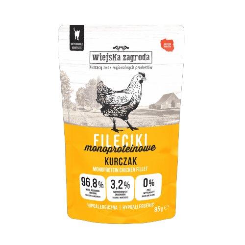Miniaturka artykułu - Wiejska Zagroda Karma mokra dla kota Fileciki Kurczak (dorosły), 85 g
