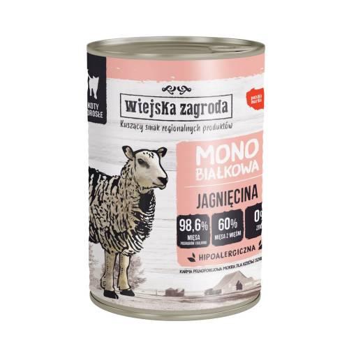 Miniaturka artykułu - Wiejska Zagroda Karma mokra dla kota Monobiałkowa Jagnięcina (dorosły), 400 g