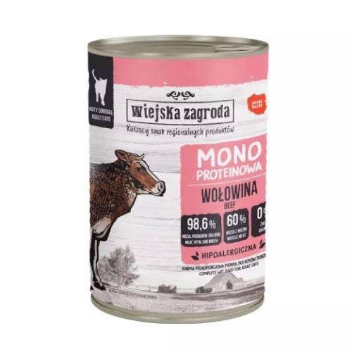 Miniaturka artykułu - Wiejska Zagroda Karma mokra dla kota Monobiałkowa Wołowina (dorosły), 400 g