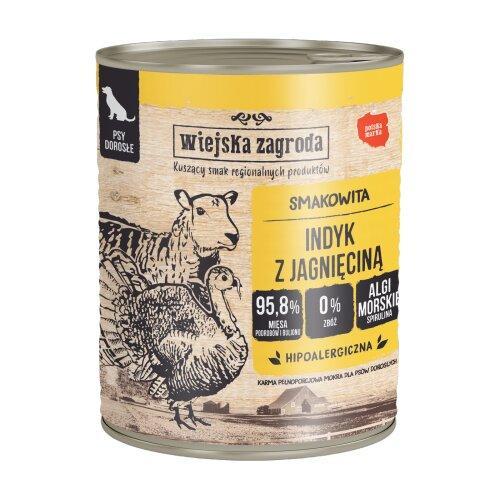 Miniaturka artykułu - Wiejska Zagroda Karma mokra dla psa Indyk z jagnięciną (dorosły), 800 g USZKODZONE/WGNIECENIE W PUSZCE