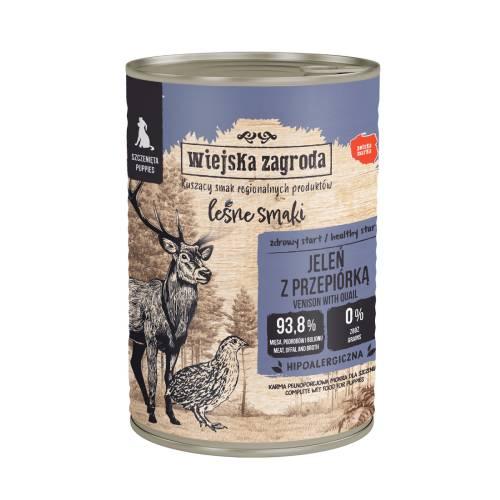 Miniaturka artykułu - Wiejska Zagroda Karma mokra dla psa Leśne smaki Jeleń z przepi&oacute;rką (szczeniak), 400 g