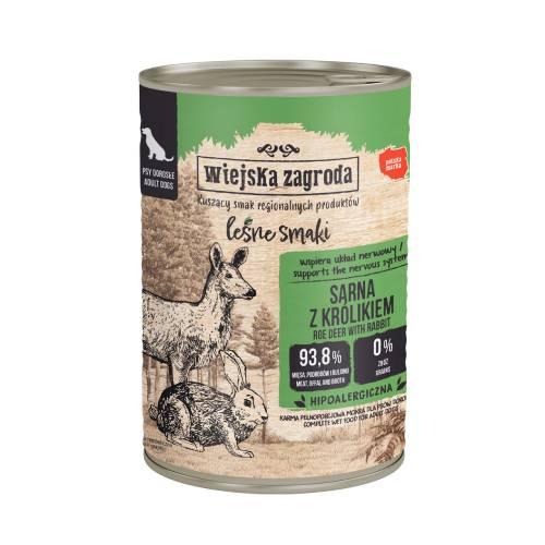 Miniaturka artykułu - Wiejska Zagroda Karma mokra dla psa Leśne smaki Sarna z kr&oacute;likiem (dorosły), 400 g