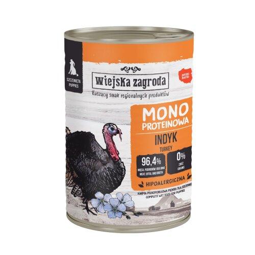 Miniaturka artykułu - Wiejska Zagroda Karma mokra dla psa Monoproteinowa Indyk (szczeniak), 400 g
