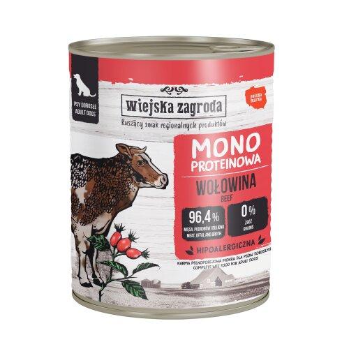 Miniaturka artykułu - Wiejska Zagroda Karma mokra dla psa Monoproteinowa Wołowina (dorosły), 800 g
