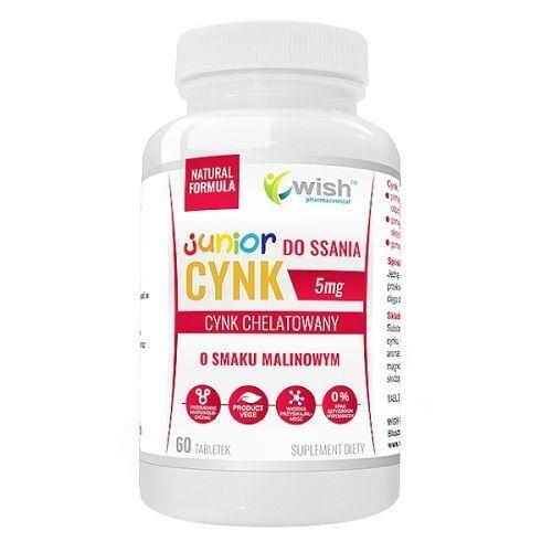 Miniaturka artykułu - WISH Pharmaceutical Cynk Junior, 60 tabletek do ssania o smaku malinowym