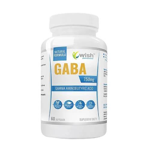 Miniaturka artykułu - WISH Pharmaceutical GABA 750 mg, 60 kaps.