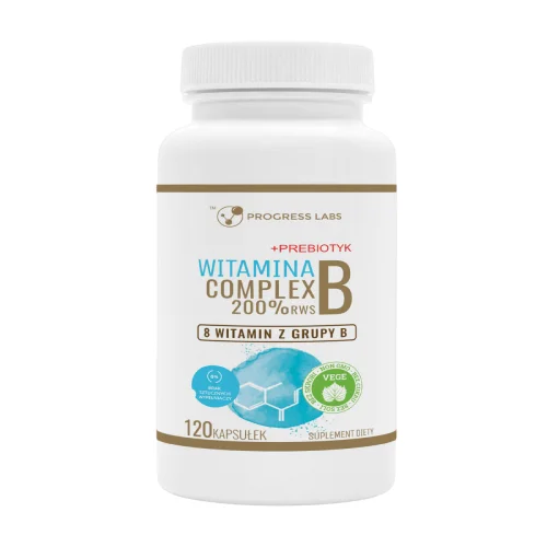 Miniaturka artykułu - Progress Labs Witamina B Complex 200% RWS + Prebiotyk, 120 kaps.