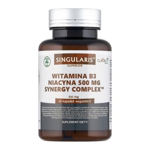Miniaturka artykułu - Singularis Superior Witamina B3 Niacyna 500 mg Synergy Complex, 60 kaps.
