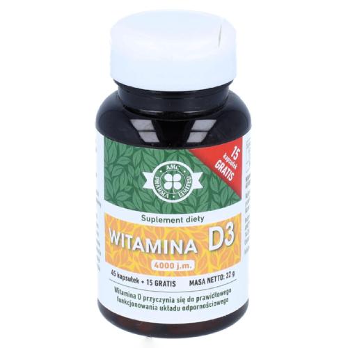 Miniaturka artykułu - Witamina D3 4000 j.m., 60kaps.(A-Z Medica)