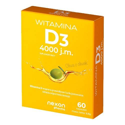 Miniaturka artykułu - Witamina D3 4000j.m., 60 kaps.