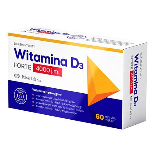 Miniaturka artykułu - Witamina D3 Forte 4000 j.m. - 60 kapsułek (27376)