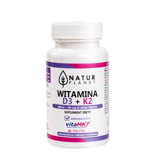Miniaturka artykułu - Witamina D3 + K2 NaturPlanet - 60tabletek