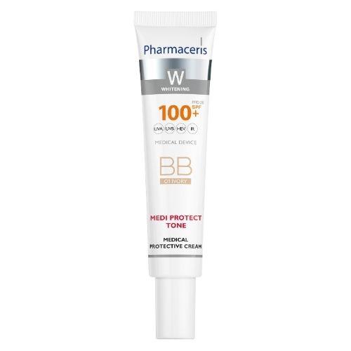 Miniaturka artykułu - Pharmaceris W Medi Protect Tone Medyczny krem ochronny BB SPF 100+ 01 Ivory, 40 ml