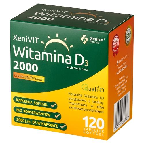 Miniaturka artykułu - XeniVIT Witamina D 2000, 120kaps.