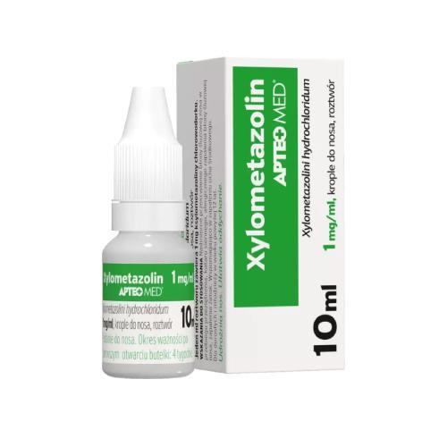 Miniaturka artykułu - Xylometazolin Apteo Med 0,1% Krople do nosa, 10ml USZKODZONE OPAKOWANIE TEKTUROWE