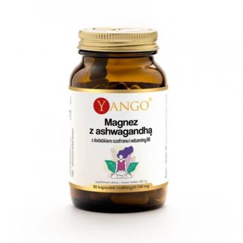 Miniaturka artykułu - Yango Magnez z ashwagandhą z dodatkiem szafranu i witaminy B6, 90 kaps.