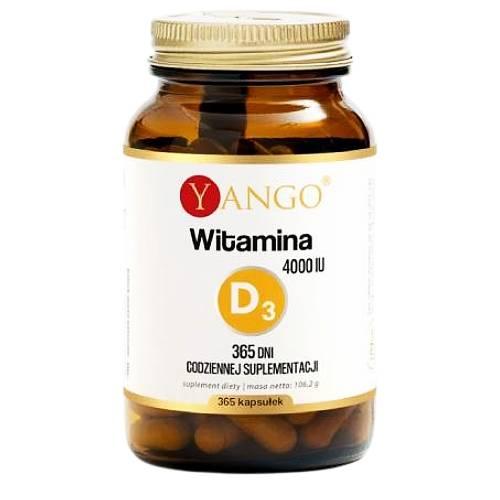 Miniaturka artykułu - YANGO Witamina D3 4000IU na rok, 365 kapsułek