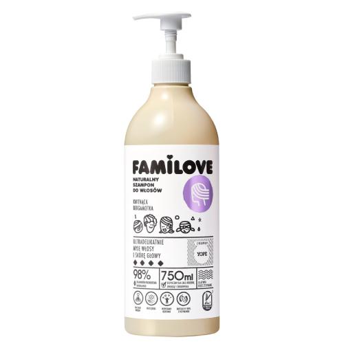 Miniaturka artykułu - YOPE Familove Szampon do włos&oacute;w Kwitnąca bergamotka, 750ml