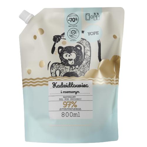 Miniaturka artykułu - YOPE Kadzidłowiec i Rozmaryn Naturalny żel pod prysznic, 800ml zapas refill