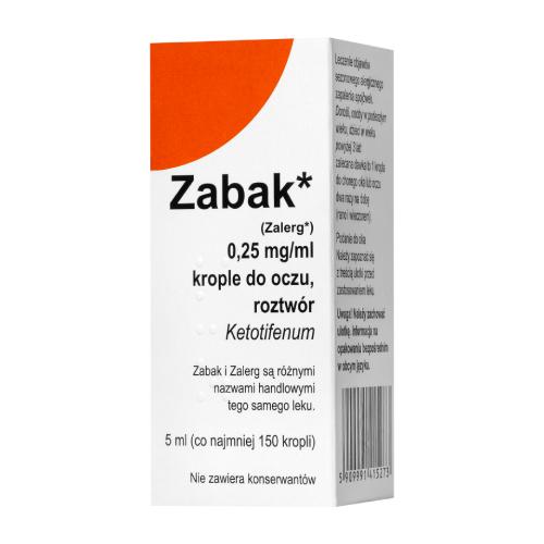 Miniaturka artykułu - Zabak Krople do oczu 0,25 mg, 5 ml