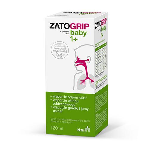Miniaturka artykułu - Zatogrip baby 1+ syrop o smaku malinowym, 120 ml