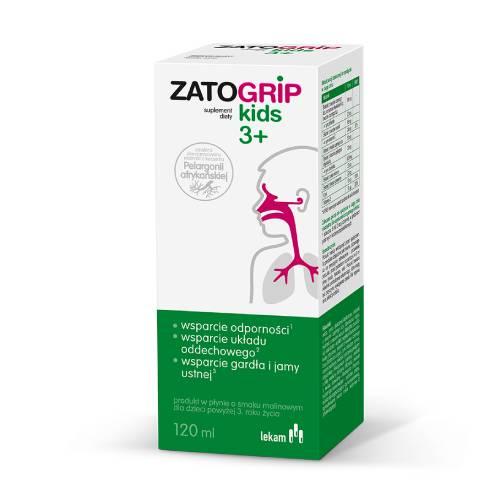 Miniaturka artykułu - Zatogrip Kids 3+ syrop o smaku malinowym, 120 ml