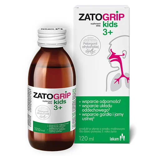 Miniaturka artykułu - Zatogrip Kids 3+ syrop o smaku malinowym, 120 ml