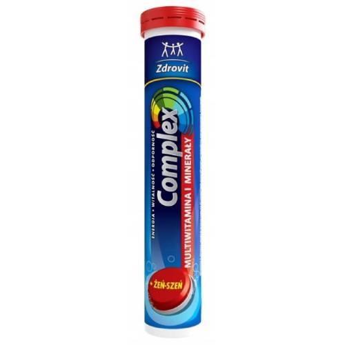 Miniaturka artykułu - Zdrovit Complex Multiwitamina + żeń-szeń - 24 tabletki musujące