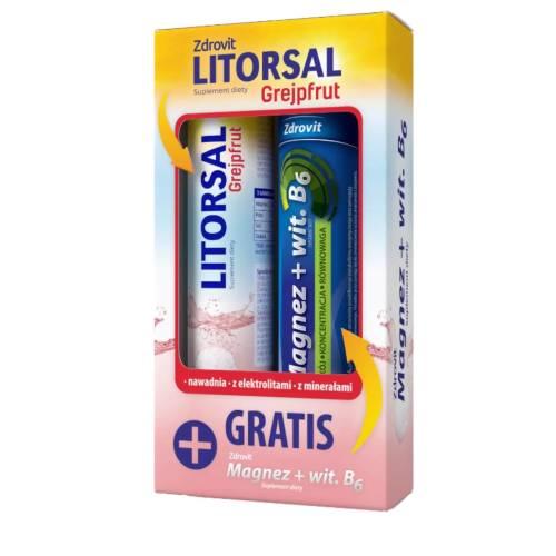 Miniaturka artykułu - ZDROVIT Litorsal Grejpfrut, 24 tabl. mus. + Magnez + Wit. B6, 24 tabl. mus.